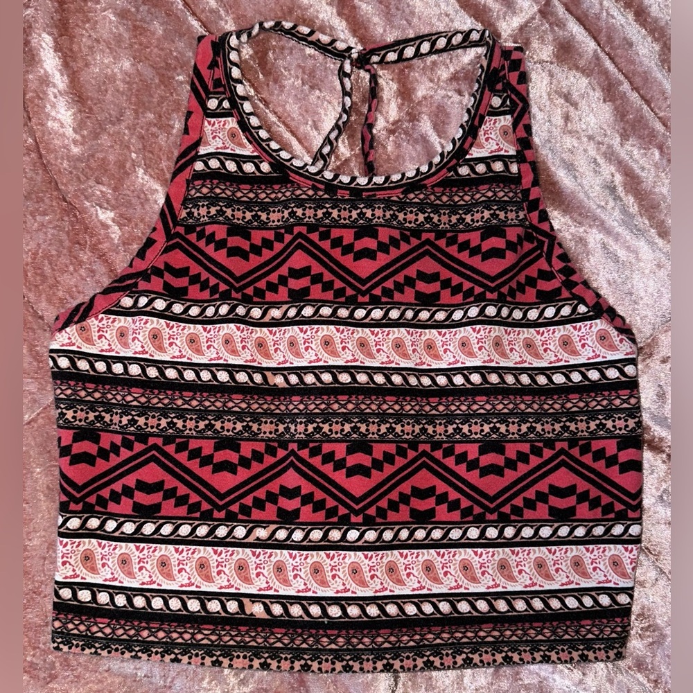 Tribal Strappy Back Crop Tank
